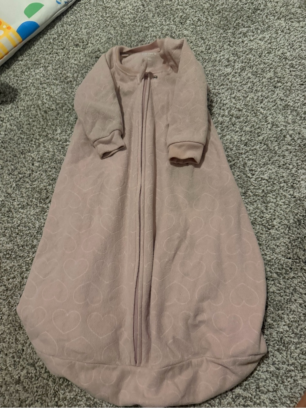 Carter's Blush Pink Heart-Patterned Sleep Sack with Sleeves